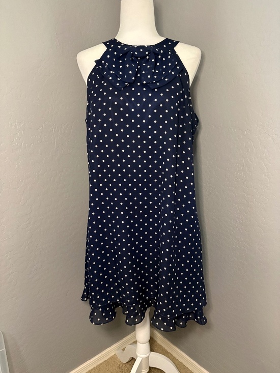 Alex Marie Dresses & Skirts - Alex Marie Navy and White Polka Dot Halter Dress Size 14